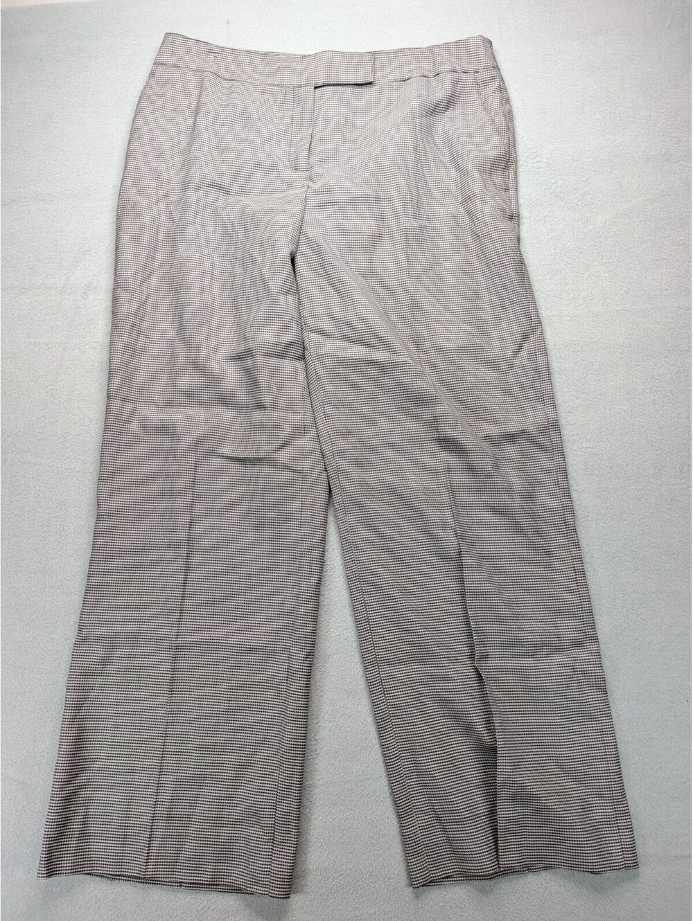 Jones New York Pants Womens 12 Gray Check Twill Wide Leg Lined Stretch Workwear